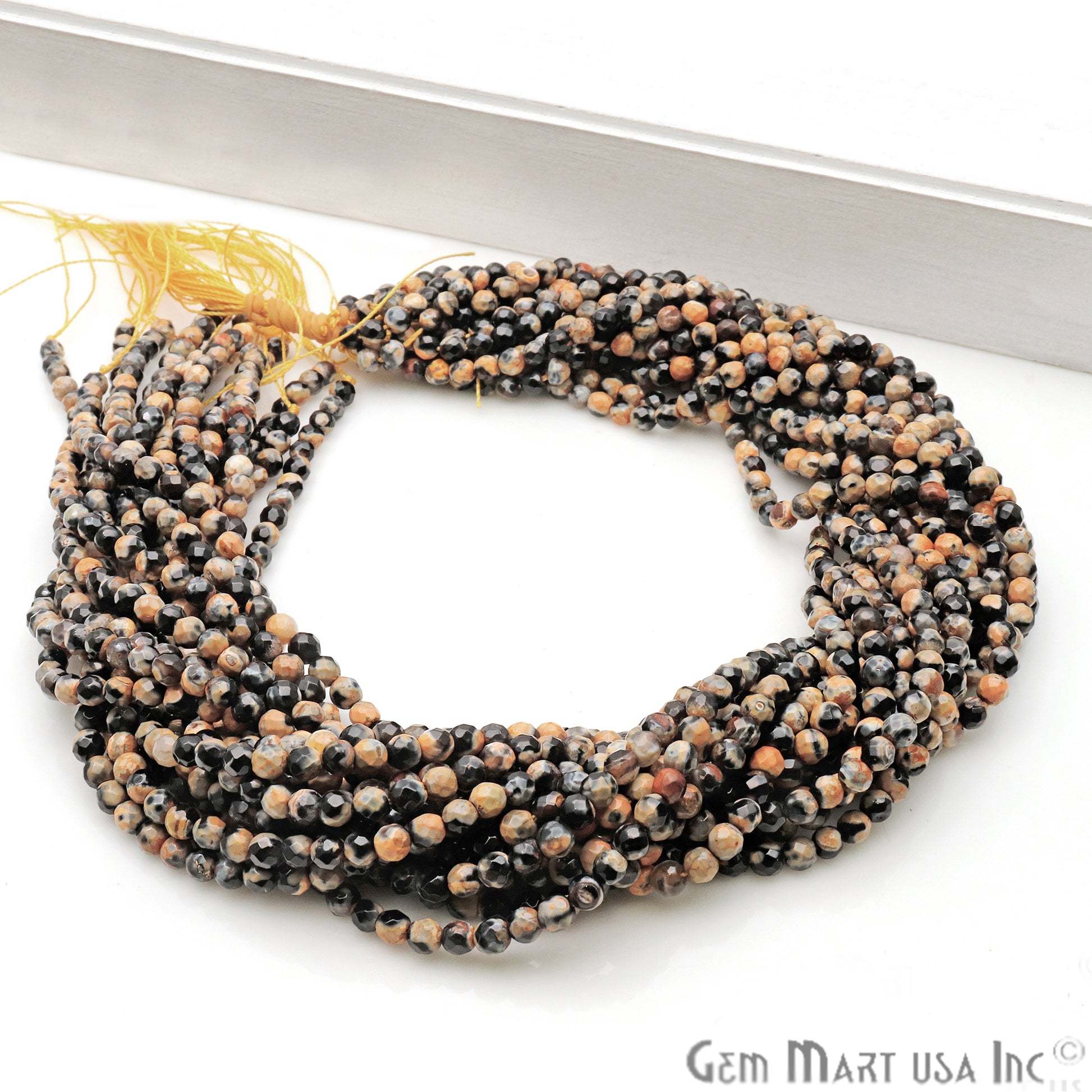 Bumble Bee Jade 4mm Faceted Rondelle Beads Strands 14Inch - GemmartUSA