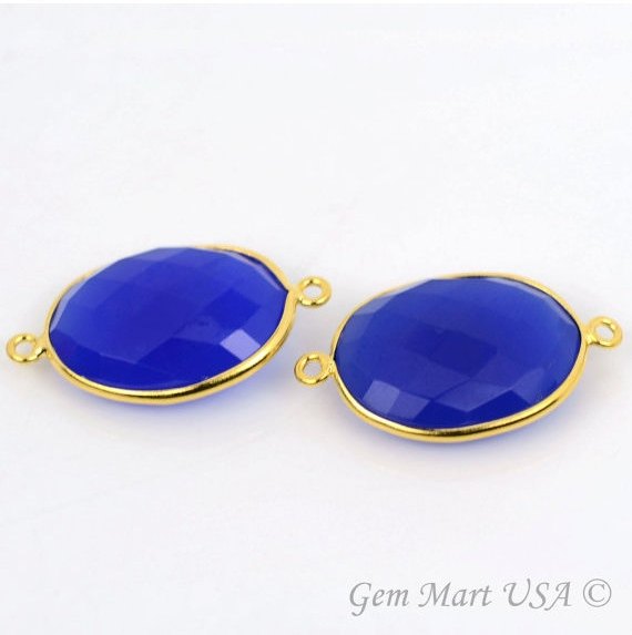 Oval 15x20mm Double Bail Gold Bezel Gemstone Connector