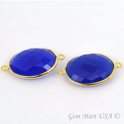 Oval 15x20mm Double Bail Gold Bezel Gemstone Connector