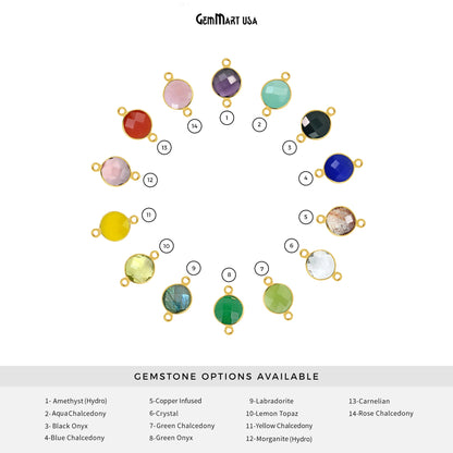 Round 12mm Double Bail Gold Bezel Gemstone Connector