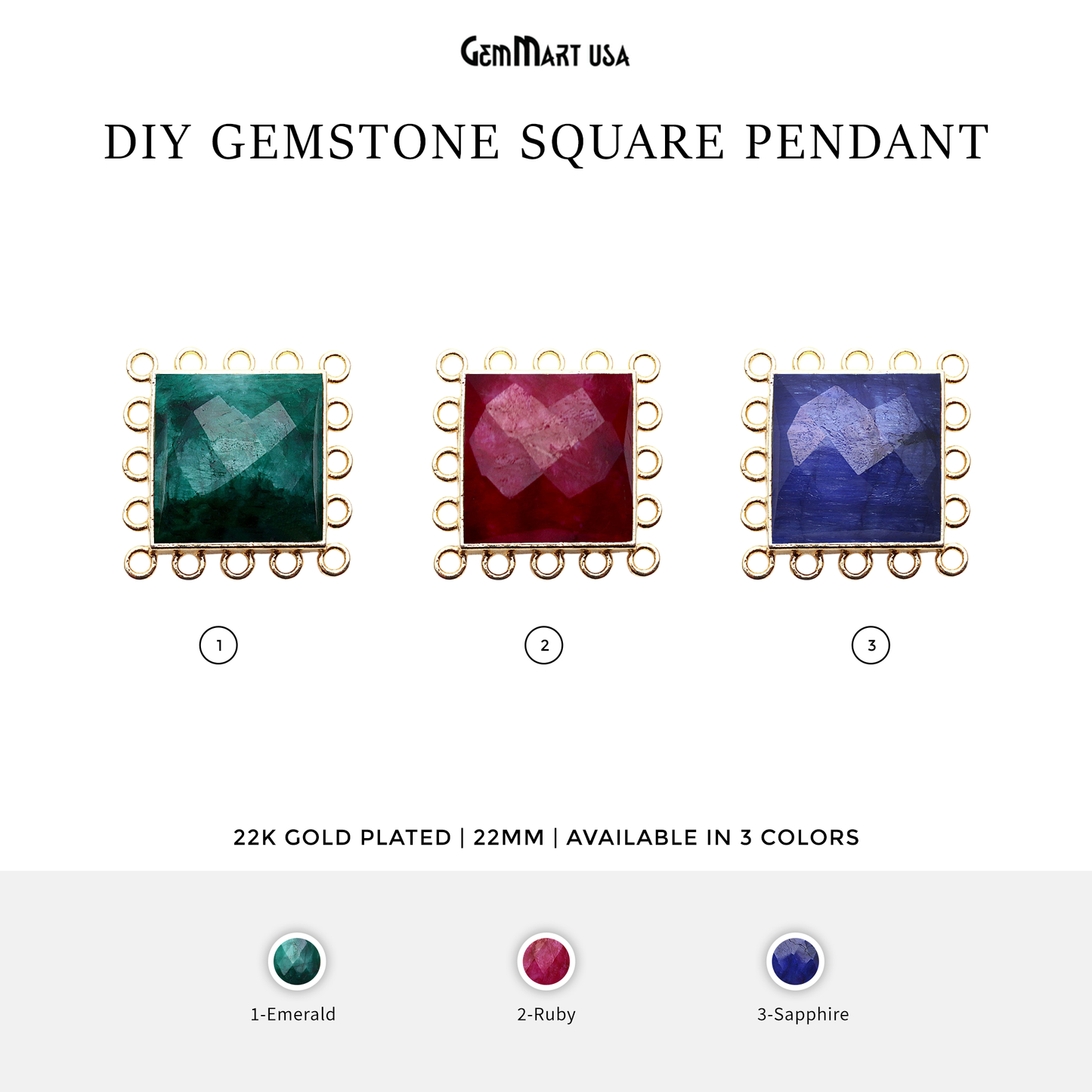 DIY Gemstone Gold 22mm Finding Connector 1PC