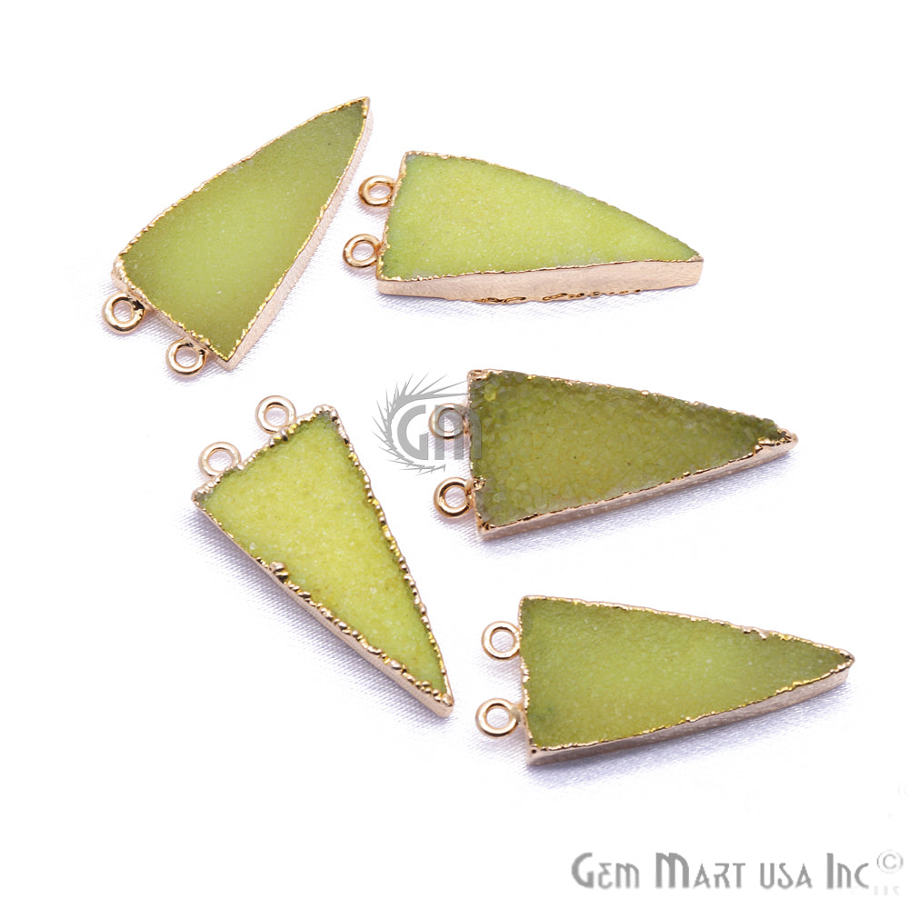 Triangle 30x14mm Gold Electroplated Cat Bail Druzy Connector