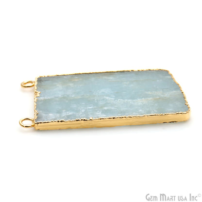 Aquamarine Free Form shape 54x35mm Gold Electroplated Gemstone Cat Bail Connector