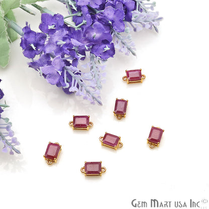 Ruby Prong Setting Gold Plated Gemstone Connector - GemMartUSA