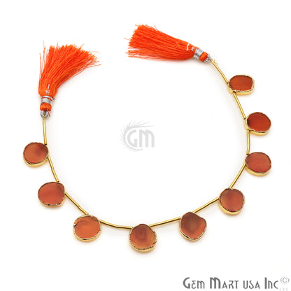 Carnelian Free Form Gold Electroplated 18x15mm Crafting Beads Gemstone 9 Inch Strands - GemMartUSA