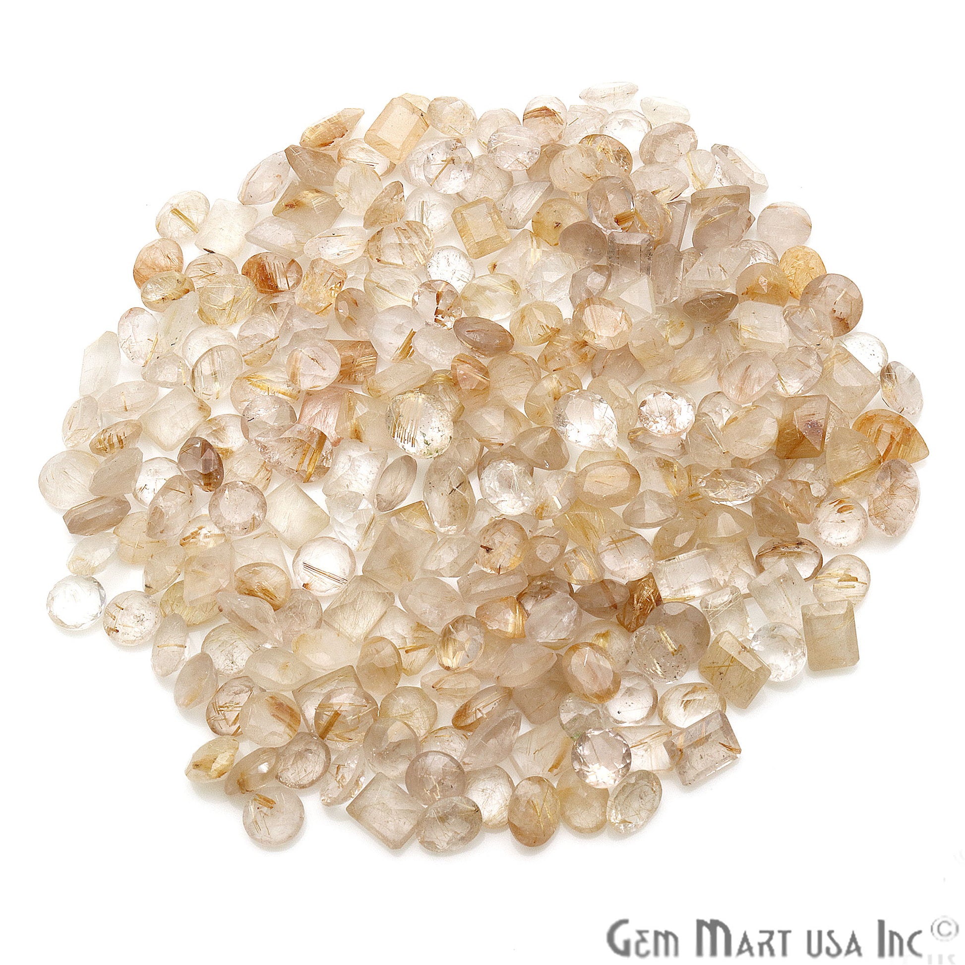 50ct Lot Golden Rutile Mix Shaped 7-8mm Stone, Faceted Gemstone Mixed lot, Loose Stones - GemMartUSA