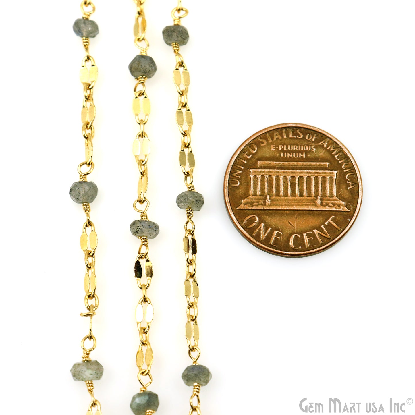 Labradorite Beads Gold Plated Finding Rosary Chain