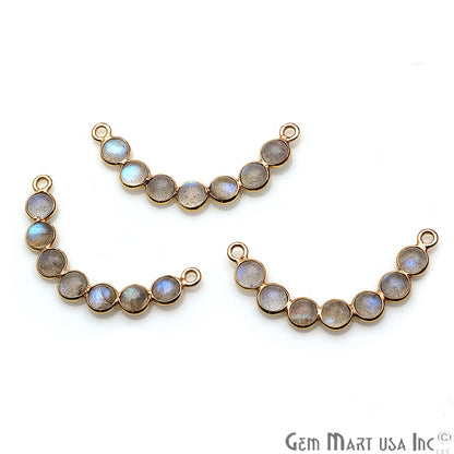 DIY, Labradorite Gold Plated 30x5mm Smiley Chandelier Finding Component - GemmartUSA