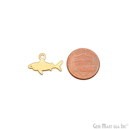 Shiny Fish Shape Laser Finding Gold Plated 20x13mm Charm For Bracelets & Pendants