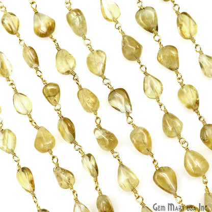 Citrine 8x5mm Tumble Beads Gold Plated Rosary Chain