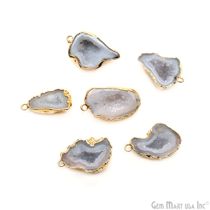 Geode Druzy Gold Electroplated 16x27mm Single Bail Gemstone Connector