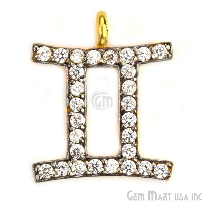 Gemini' CZ Pave Gold Vermeil Charm for Bracelet & Pendants - GemmartUSA