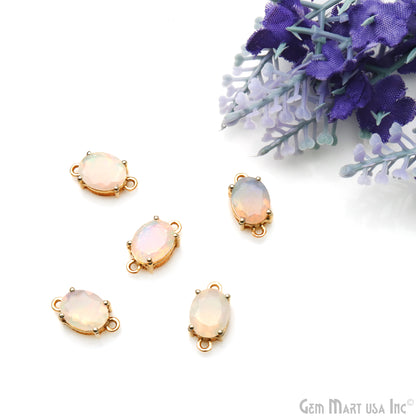 Ethiopian Opal Prong Setting Gold Plated Gemstone Connector