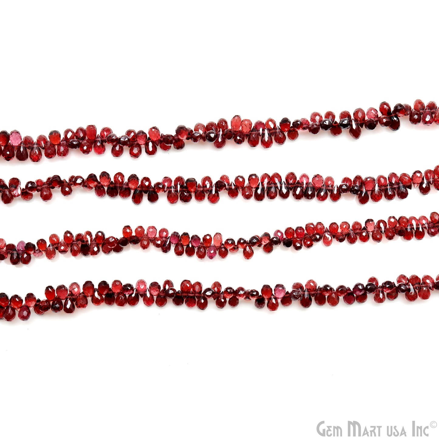 Garnet Teardrop Beads, 10.5 Inch Gemstone Strands, Drilled Strung Briolette Beads, Teardrop Shape, 6x3mm