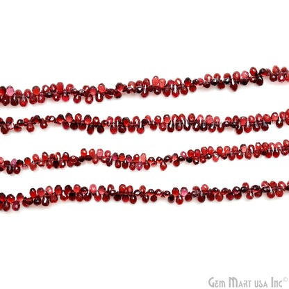 Garnet Teardrop Beads, 10.5 Inch Gemstone Strands, Drilled Strung Briolette Beads, Teardrop Shape, 6x3mm