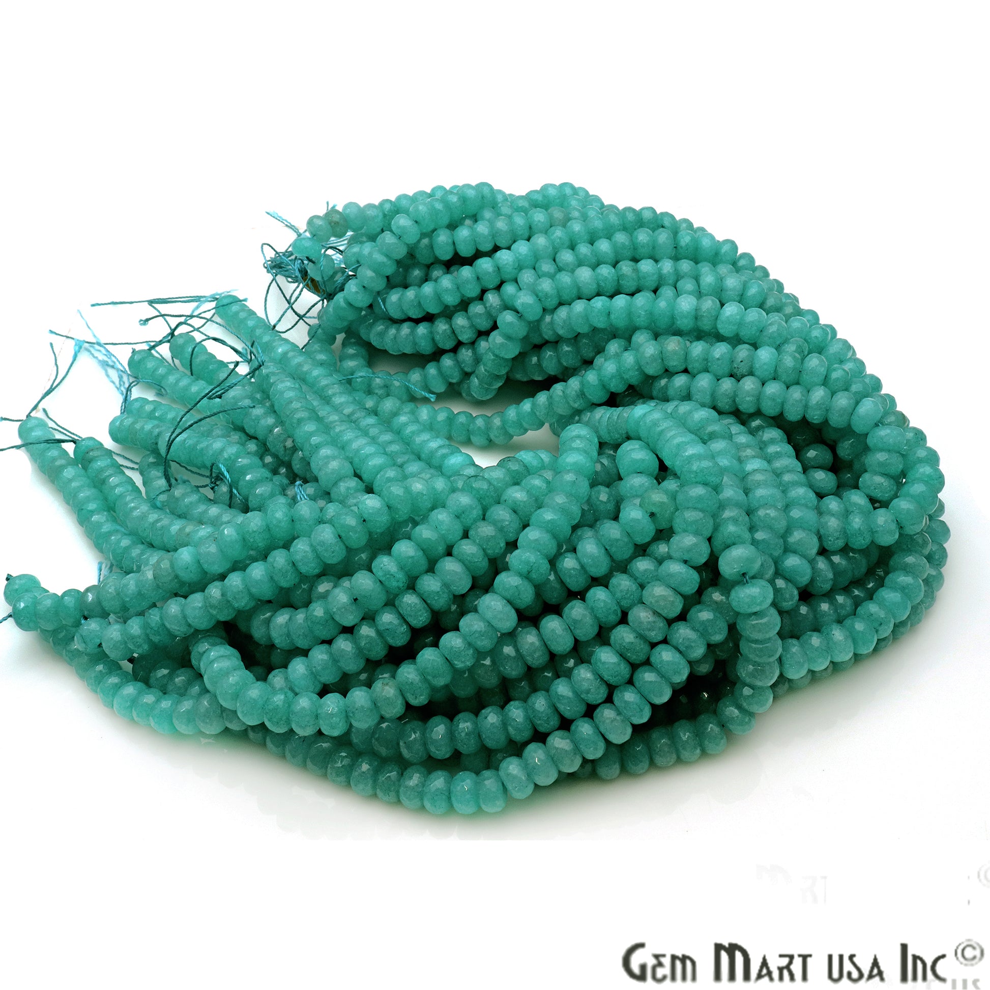 Amazonite Jade 7-8mm Faceted Rondelle Beads Strands 14Inch - GemMartUSA