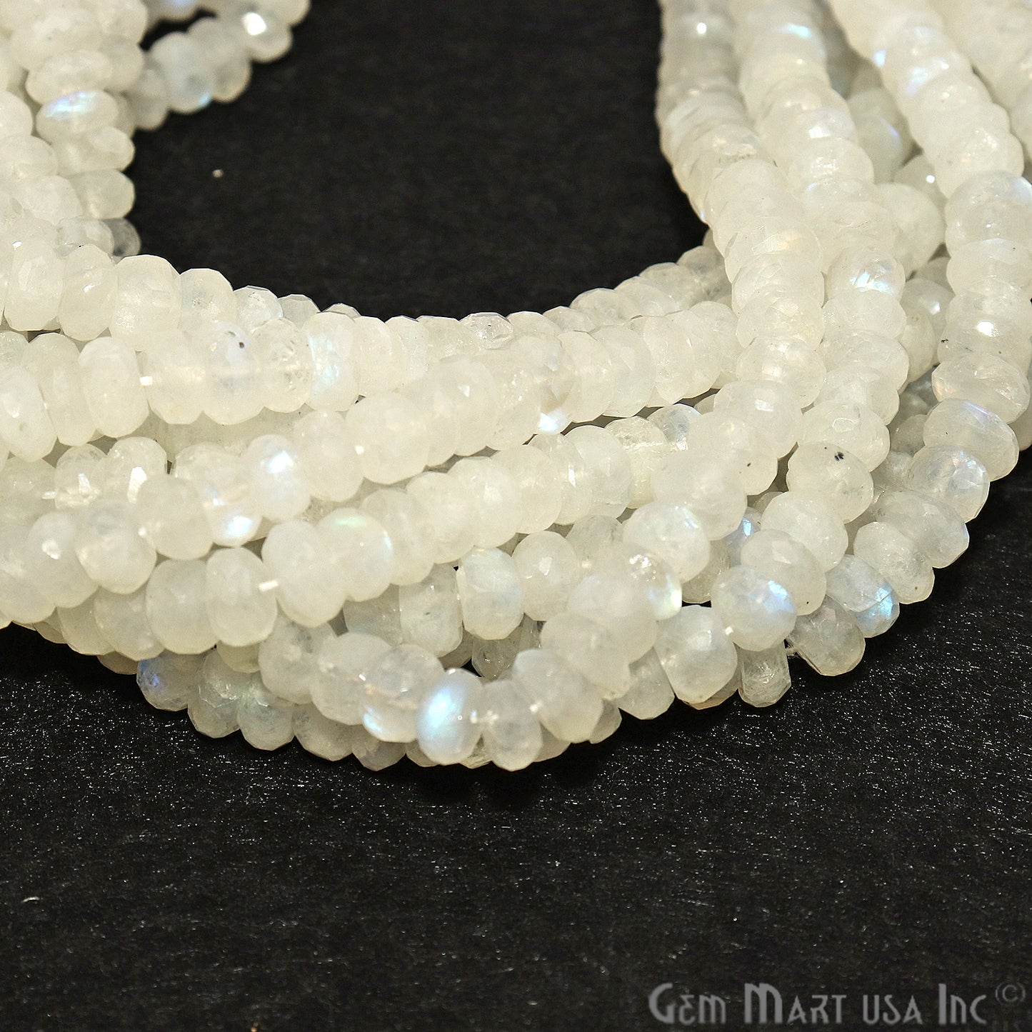 Rainbow Moonstone 6-7mm Round Rondelle Strand Beads - GemMartUSA