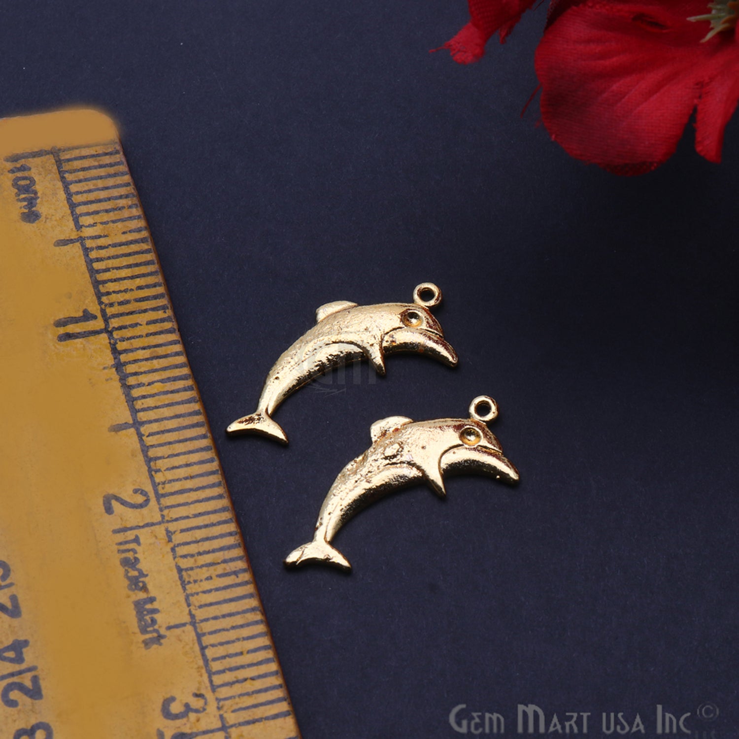 Dolphin Fish 28x10mm Chandelier Finding Charm Connector (Pick Your Metal) - GemMartUSA