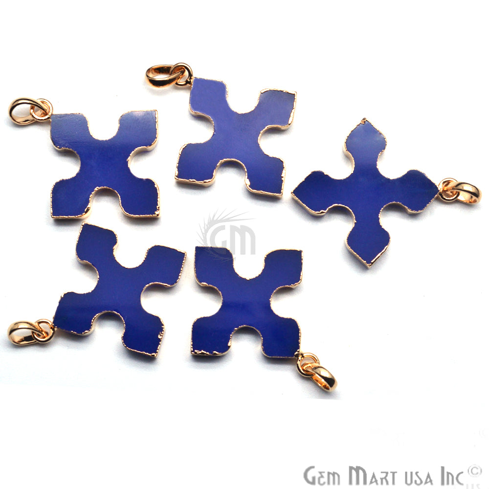 Gold Plated Gemstone 36x32mm Medieval Cross Shape Pendant (50023) - GemMartUSA