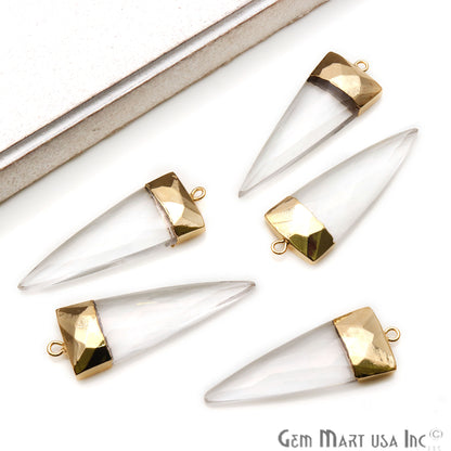 Gemstone Trillion 45x15mm Gold Electroplated Single Bail Connector (Pick Stone) - GemMartUSA