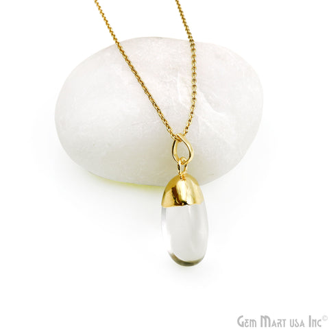 Crystal Tumbled 29x15mm Gold Electroplated Single Bail Gemstone Pendant