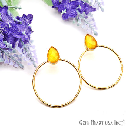 Pear Shape 8x12mm Gold Plated Gemstone Loop Stud Earrings 1 Pair (Pick your Gemstone) - GemMartUSA