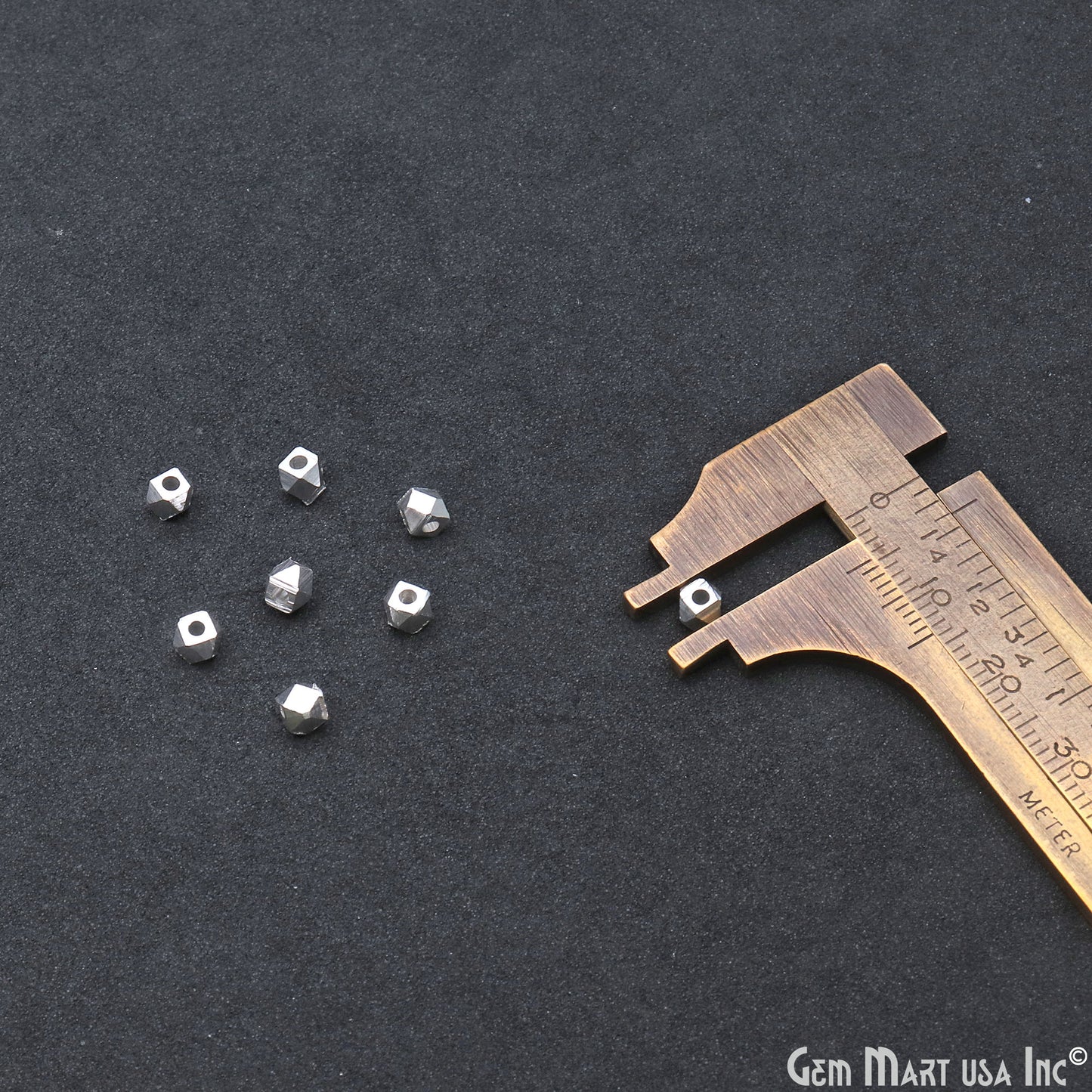 5pc Lot Hexagon Silver Plated 4mm Drilled Beads Finding