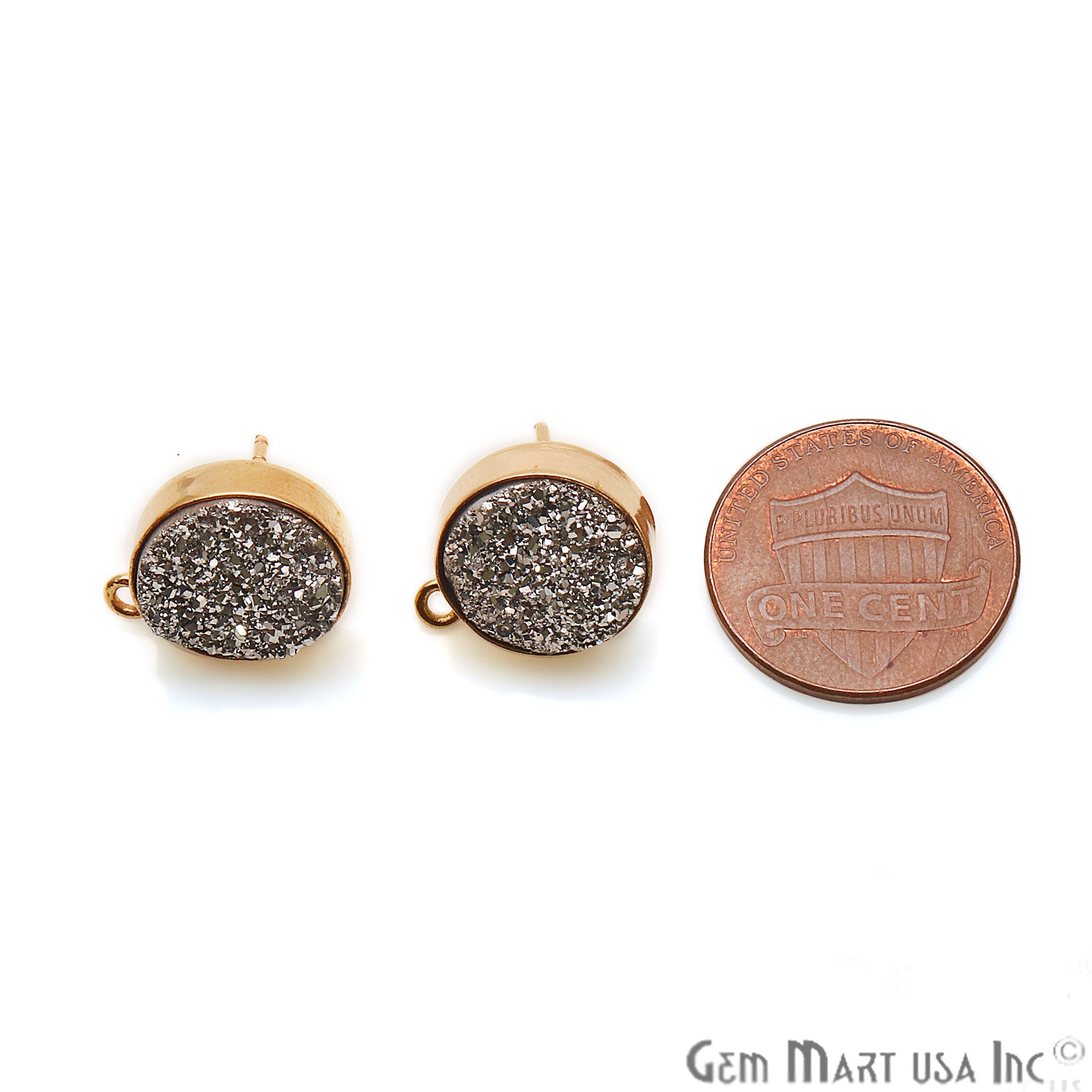 DIY Round Druzy 12mm Single Bail Gold Plated Bezel Setting Stud (Pick Color) - GemMartUSA