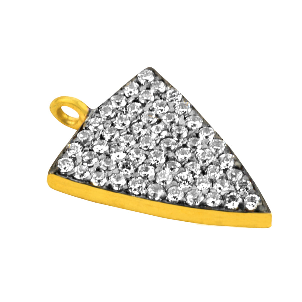 Arrow Head Cubic Zircon Pave Gold Vermeil Charm For Bracelet & Pendants - GemMartUSA