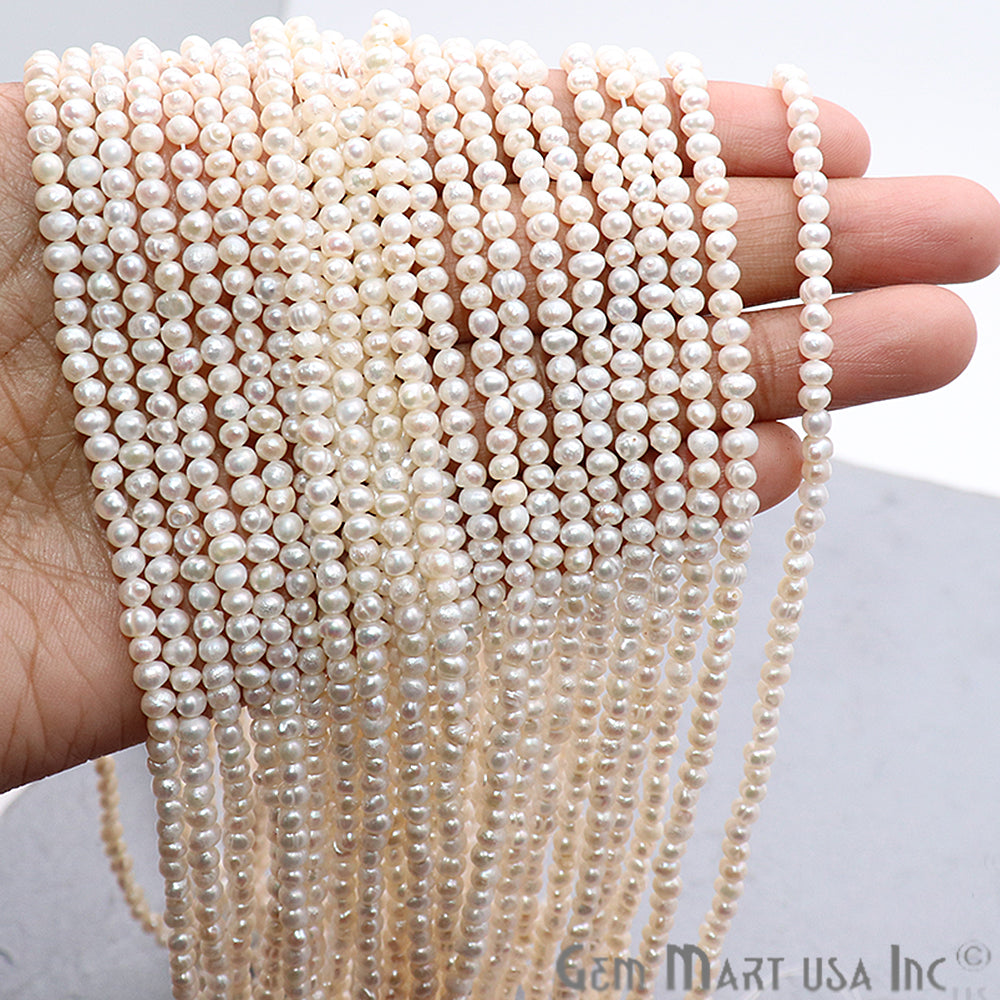 Pearl Round Beads 3-4mm Gemstone Rondelle Beads - GemMartUSA