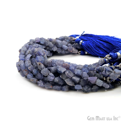 Tanzanite Rough Beads, 8 Inch Gemstone Strands, Drilled Strung Briolette Beads, Free Form, 7x5mm