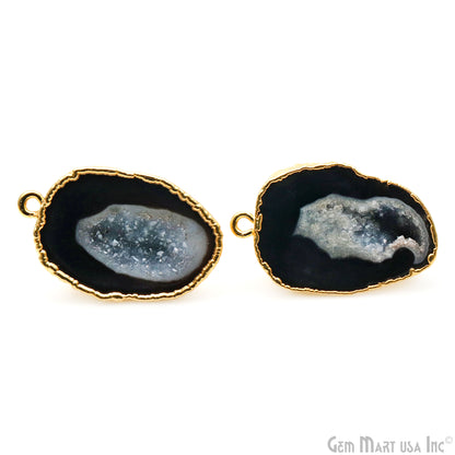 DIY Geode Druzy 26x17mm Gold Electroplated Loop Connector Studs Earrings