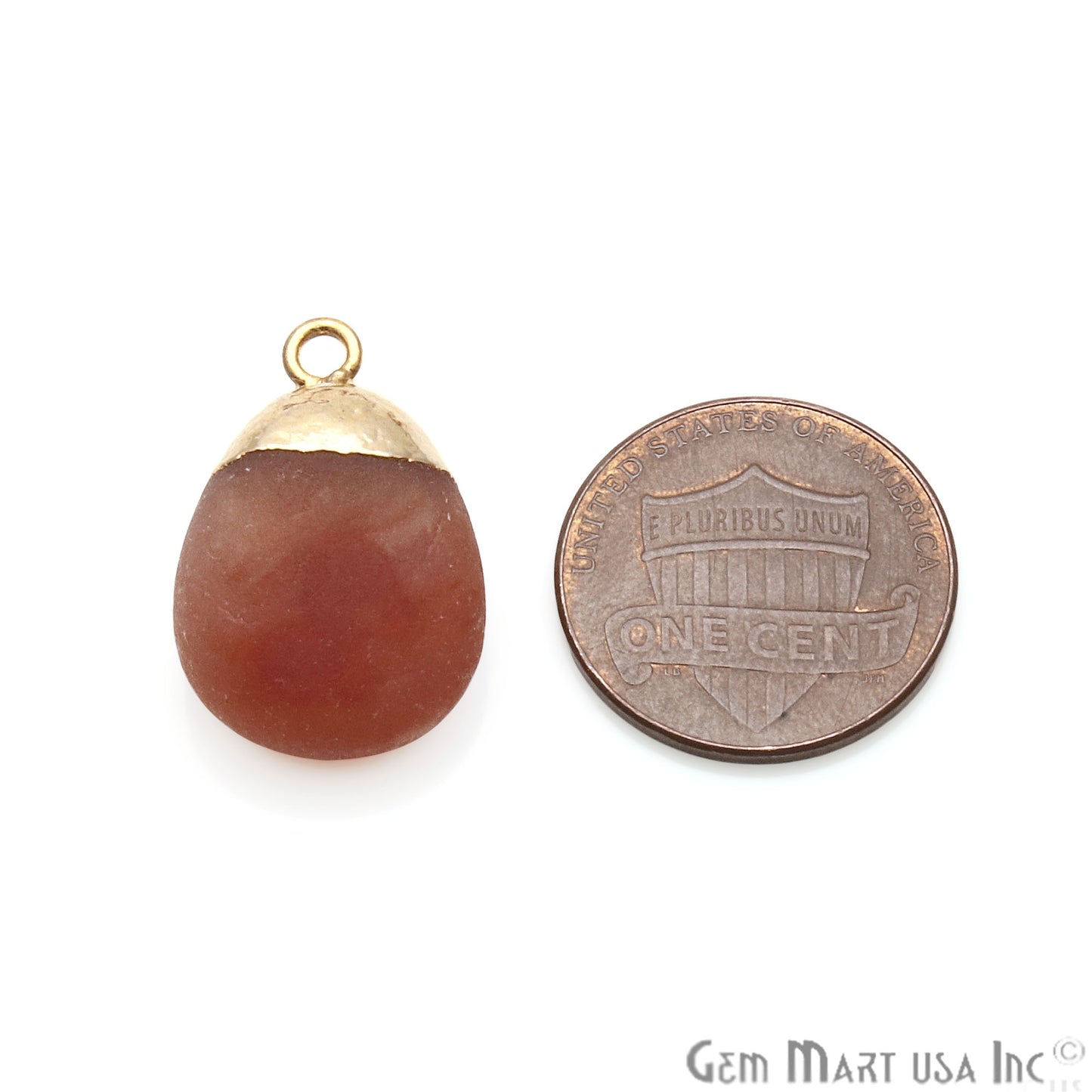 Carnelian Matte Beads 23x15mm Single Bail Gold Electroplated Gemstone Connector - GemMartUSA