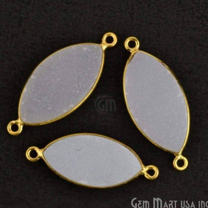 Colored Druzy Marquise 10x20mm Gold Plated Double Bail Connector