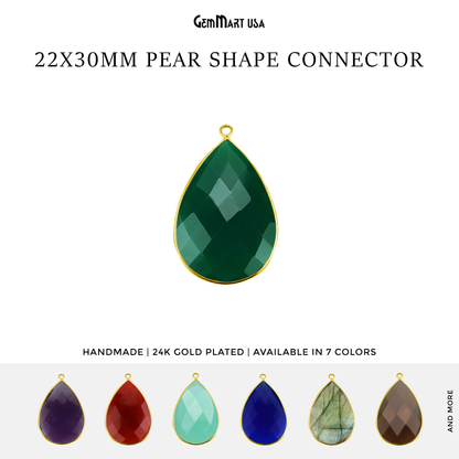 Pears 22x30mm Single Bail Gold Bezel Gemstone Connector