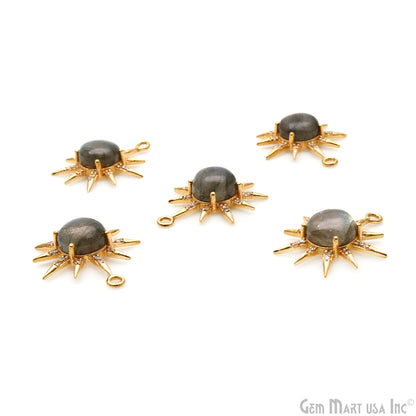 Gemstone Rising Sun Connector Sunburst Pendant Gold Plated 9mm