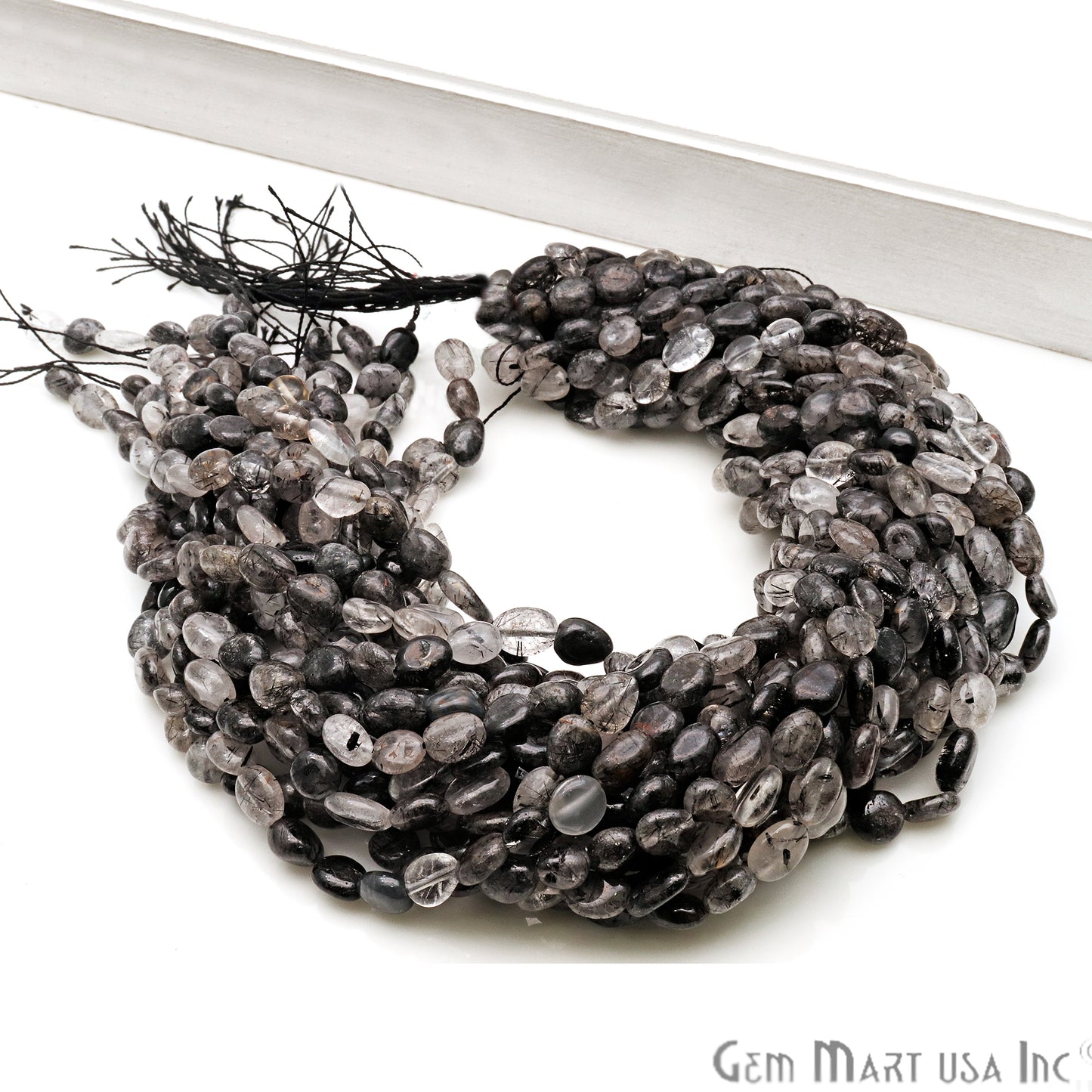 Rutilated 9x5mm Tumble Rondelle Beads Strands 14Inch - GemmartUSA