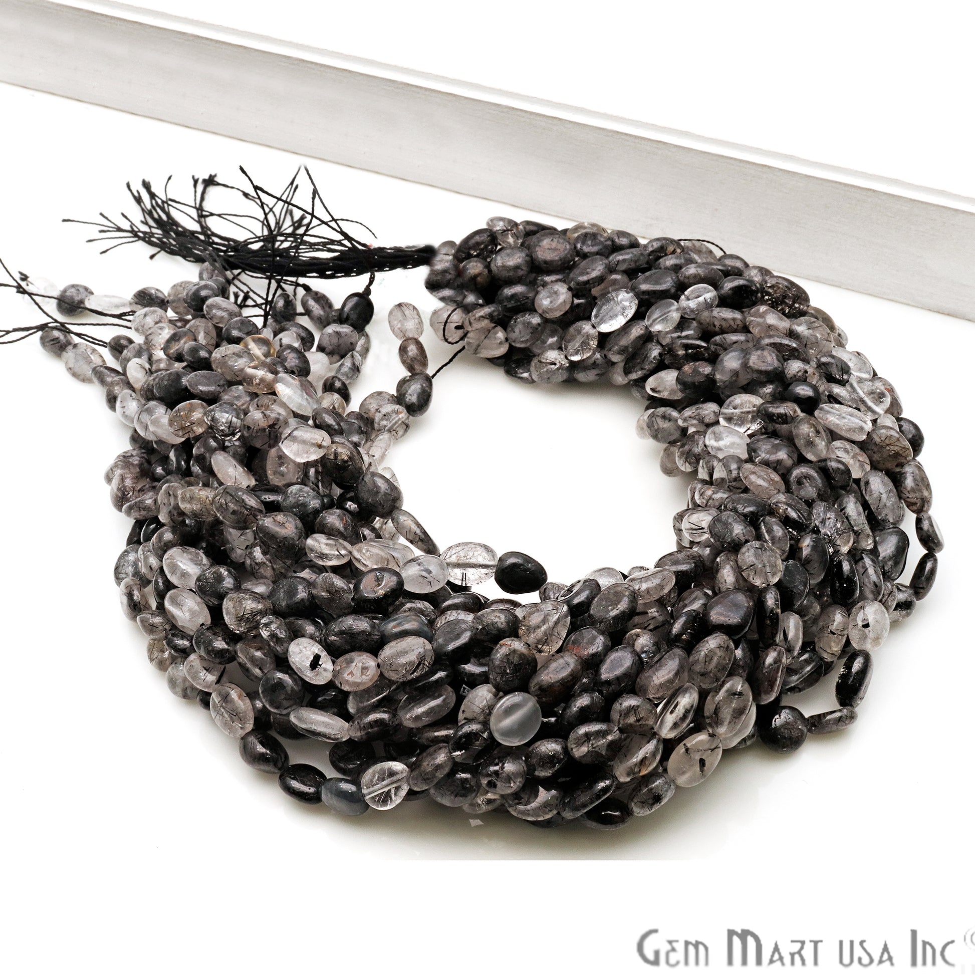 Rutilated 9x5mm Tumble Rondelle Beads Strands 14Inch - GemmartUSA