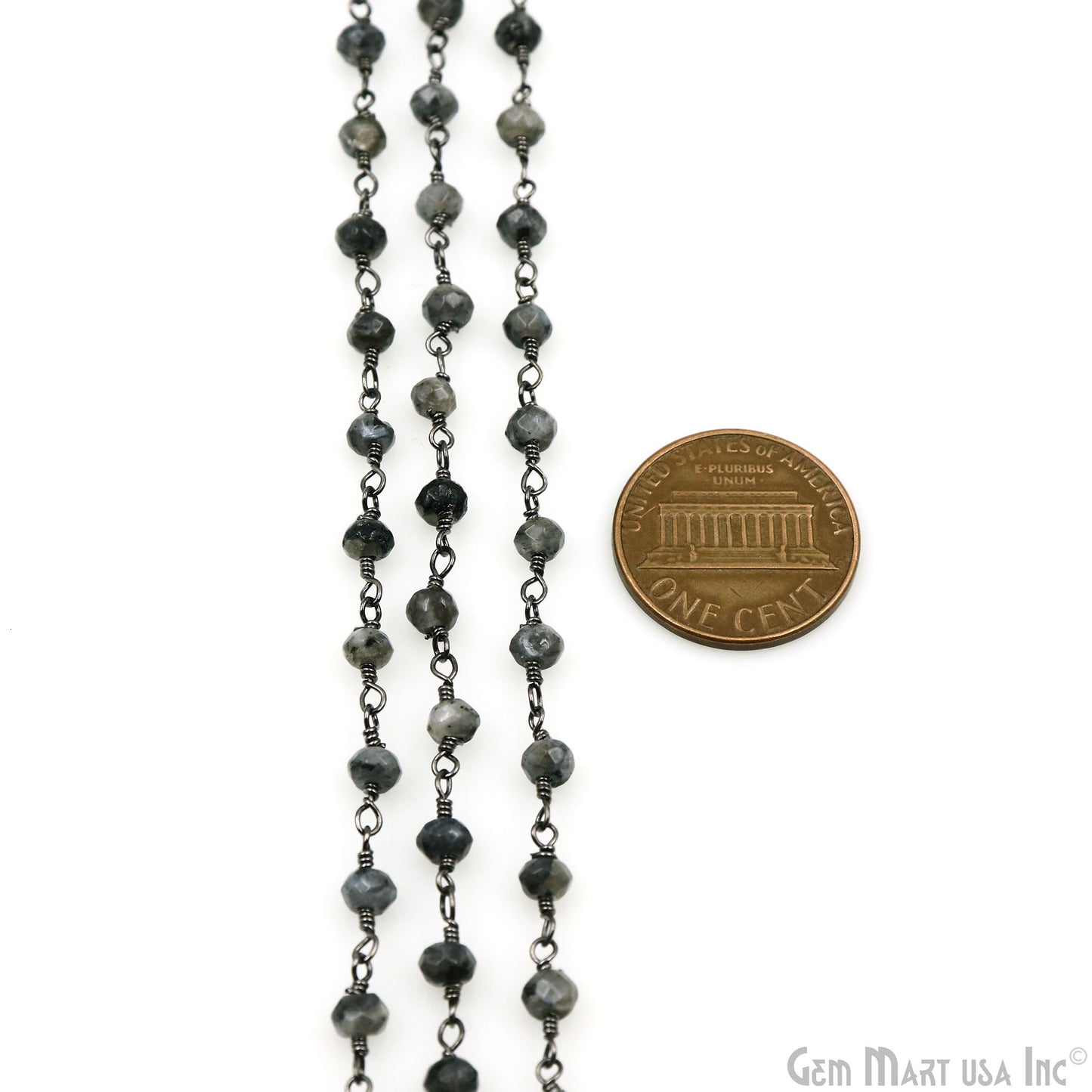 Black Rutilated Jade Faceted Beads 4mm Oxidized Gemstone Rosary Chain