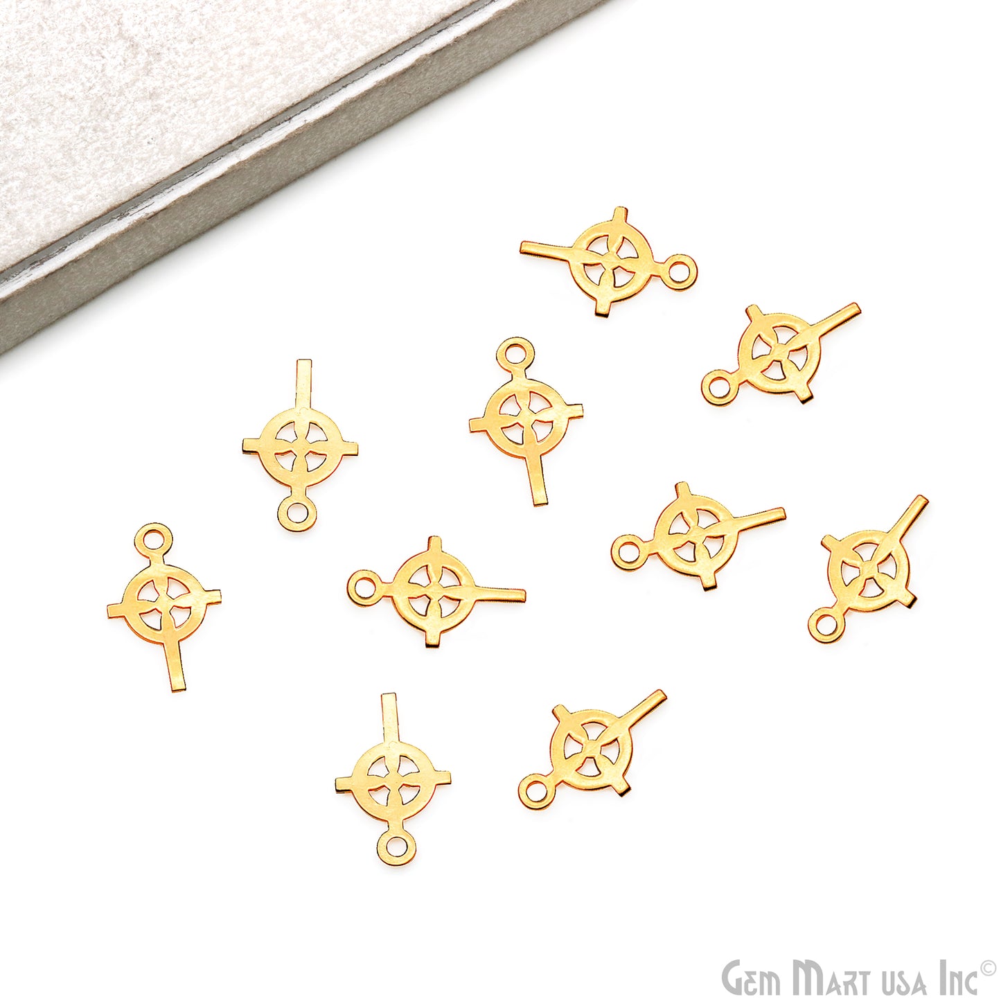 Celtic Cross Shape Laser Finding Gold Plated 18x11mm Charm For Bracelets & Pendants