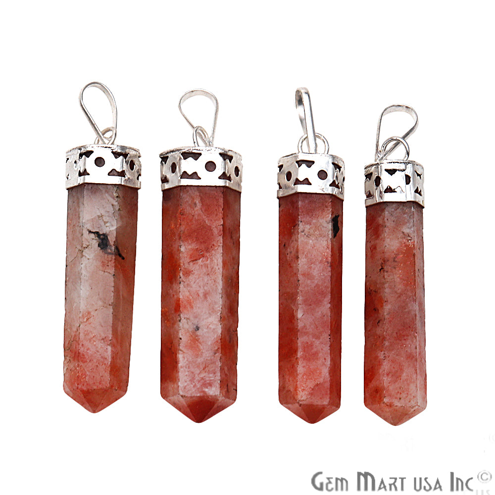 DIY Healing Gemstone Silver Pencil Point Ornate Pendant 1pc (Pick Stone) - GemMartUSA