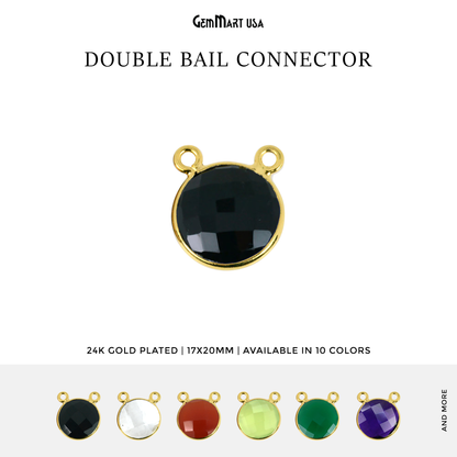 Round 16mm Cat Bail Gold Bezel Gemstone Connector