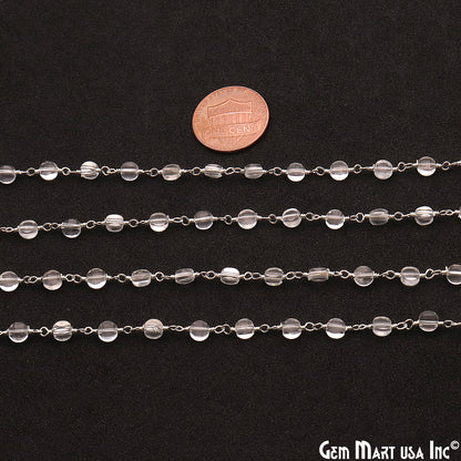 Crystal Faceted 3-4mm Silver Wire Wrapped Rosary Chain - GemMartUSA
