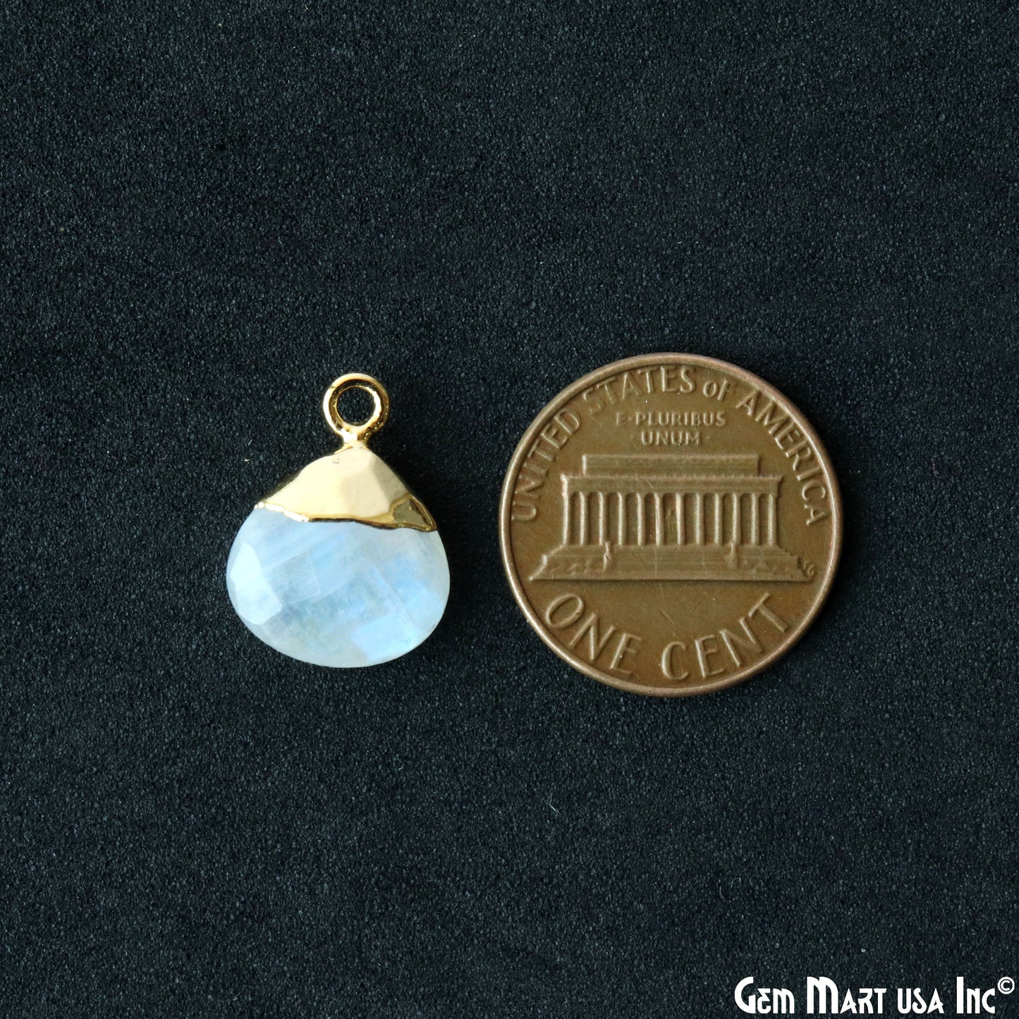 Rainbow Moonstone 12mm Gold Electroplated Heart Single Bail Connector