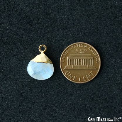 Rainbow Moonstone 12mm Gold Electroplated Heart Single Bail Connector