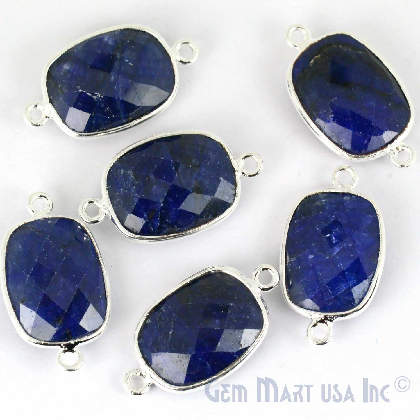 Octagon 12x16mm Double Bail Gemstone Silver Bezel Connector