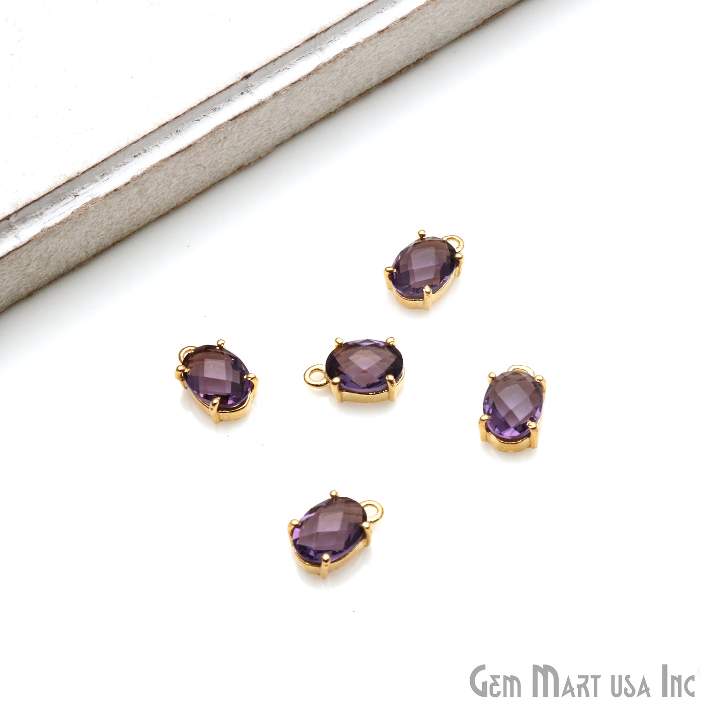 Oval 6x8mm Gold Plated Prong Setting Gemstone Connector (Pick Stone) - GemMartUSA