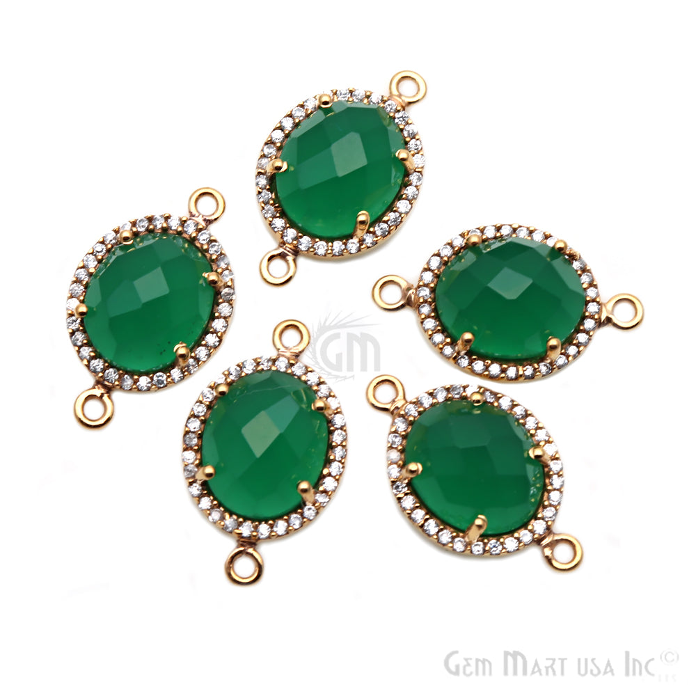 Gemstone 10x12mm Oval Cubic Zirconia Prong Setting Gold Connector (Pick Your Gemstone) - GemMartUSA