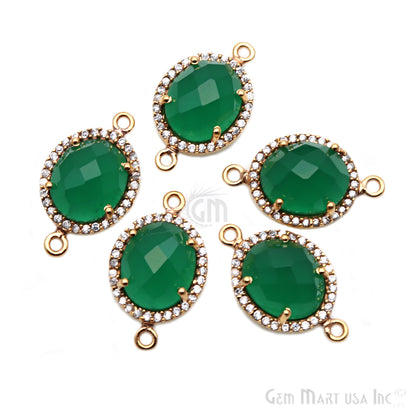 Gemstone 10x12mm Oval Cubic Zirconia Prong Setting Gold Connector (Pick Your Gemstone) - GemMartUSA