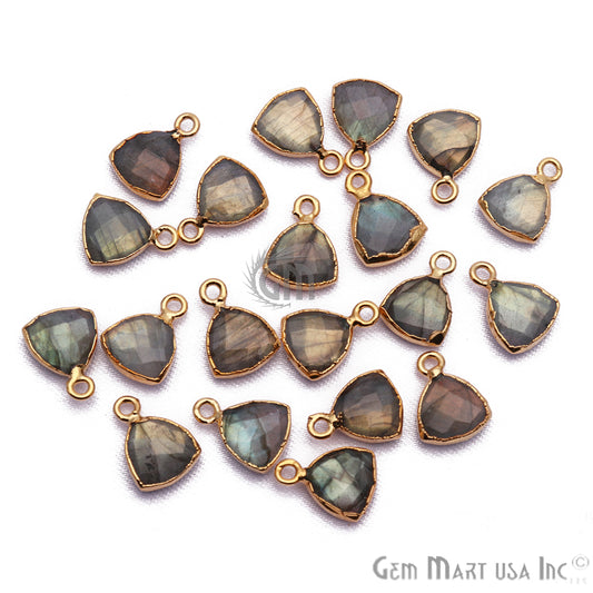 Labradorite 10mm Trillion Gold Electroplated Gemstone Connector